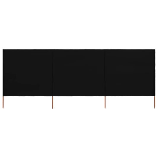 3-teiliges Windschutzgewebe 400 x 120 cm Schwarz