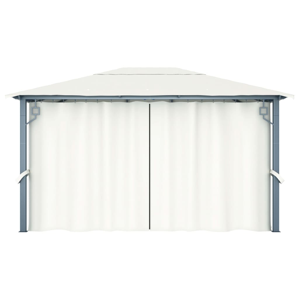 Pavillon mit Vorhängen 400 x 300 cm Creme Aluminium