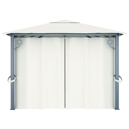 Pavillon mit Vorhängen 400 x 300 cm Creme Aluminium