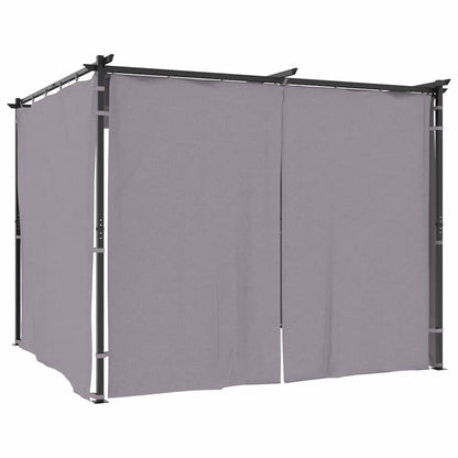 Pavillon mit Vorhängen 3 x 3 m Anthrazit Stahl
