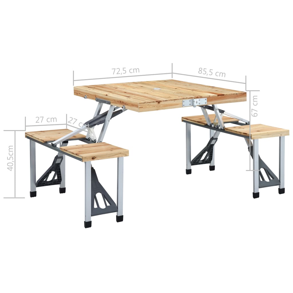 Klappbarer Campingtisch mit 4 Sitzen Stahl Aluminium