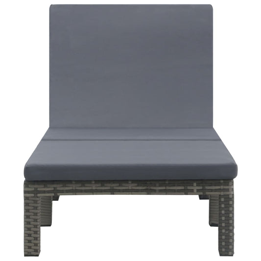 Sonnenliege mit Auflage Poly Rattan Anthrazit