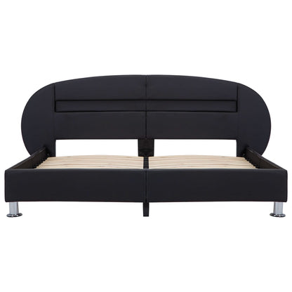 Bettgestell mit LED Schwarz Kunstleder 180x200 cm