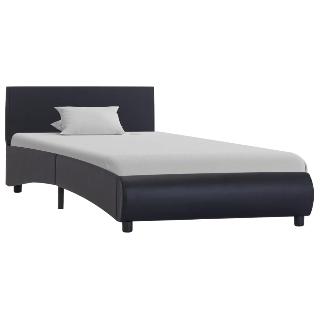Bettgestell mit LED Schwarz Kunstleder 90x200 cm