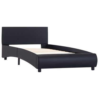 Bettgestell mit LED Schwarz Kunstleder 90x200 cm