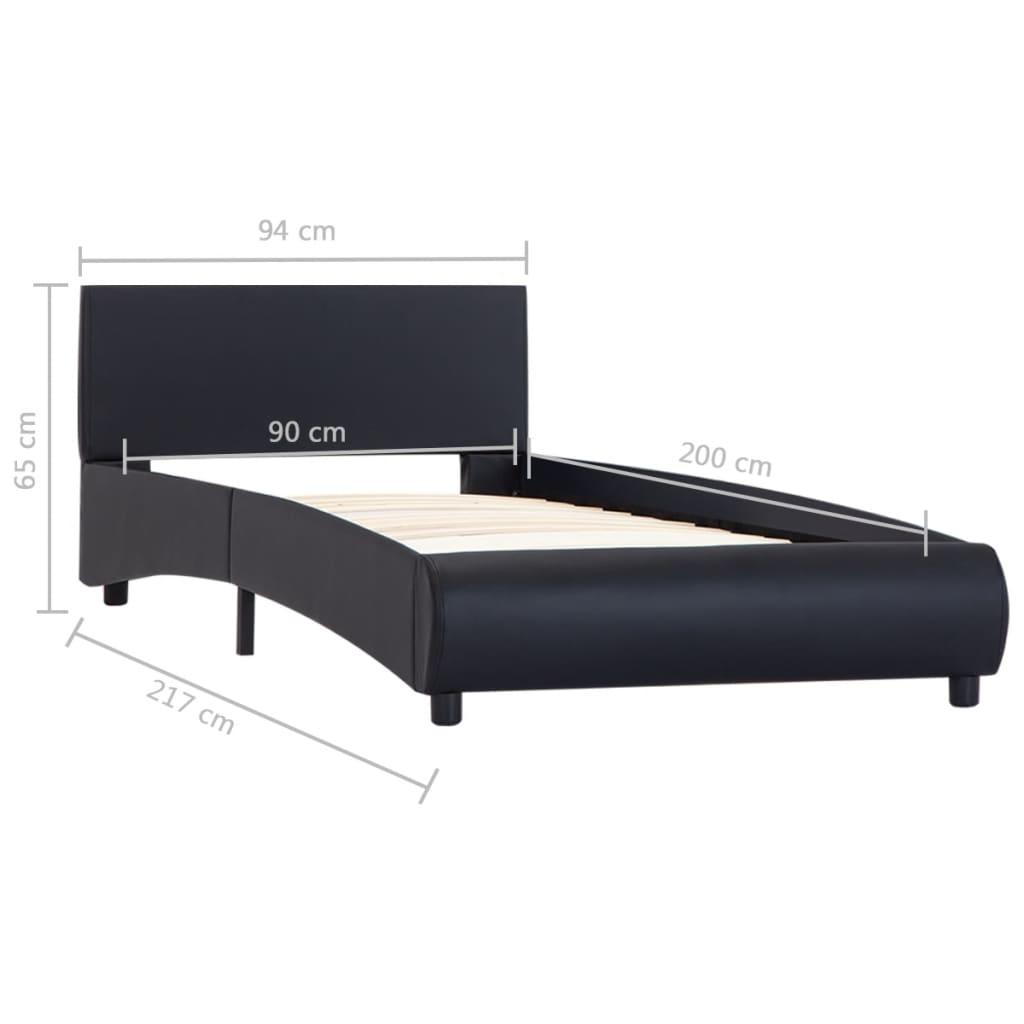 Bettgestell mit LED Schwarz Kunstleder 90x200 cm