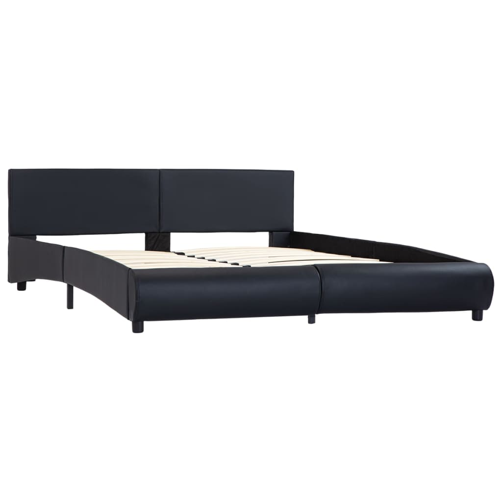 Bettgestell mit LED Schwarz Kunstleder 180x200 cm