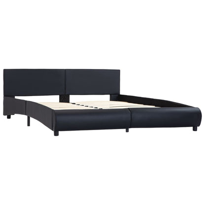Bettgestell mit LED Schwarz Kunstleder 180x200 cm