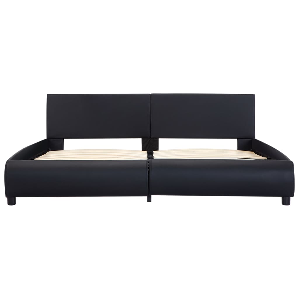 Bettgestell mit LED Schwarz Kunstleder 180x200 cm