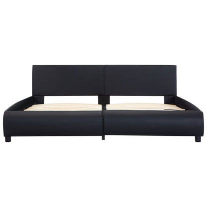 Bettgestell mit LED Schwarz Kunstleder 180x200 cm