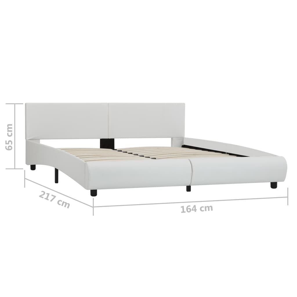 Bettgestell mit LED Weiß Kunstleder 160×200 cm