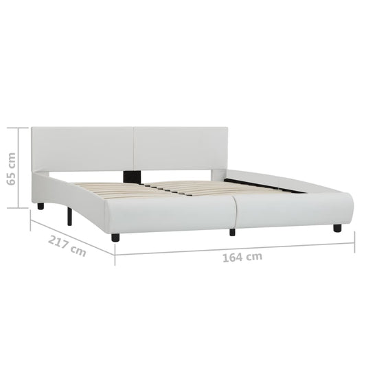 Bettgestell mit LED Weiß Kunstleder 160×200 cm
