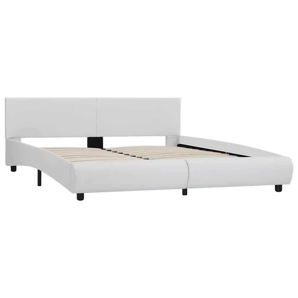 Bettgestell mit LED Weiß Kunstleder 180×200 cm