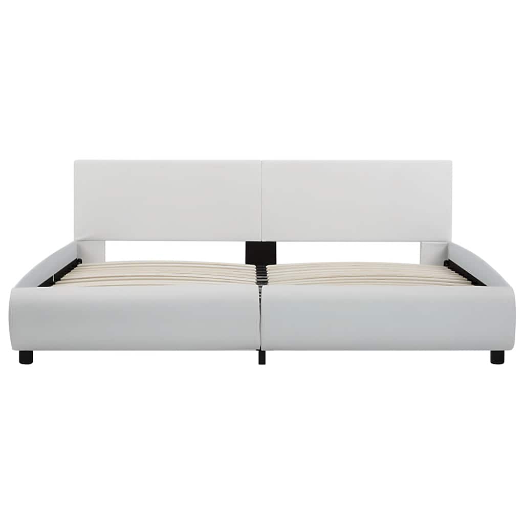 Bettgestell mit LED Weiß Kunstleder 180×200 cm