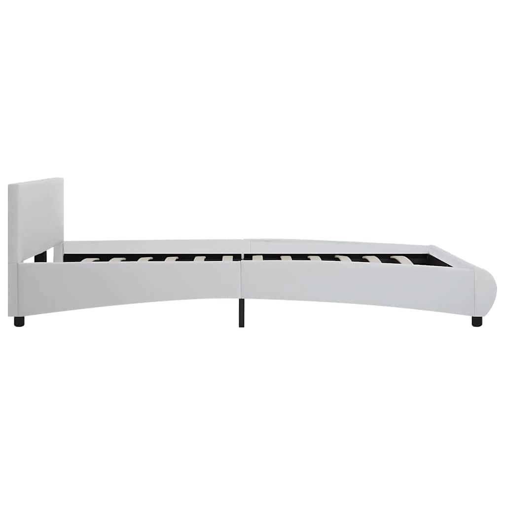 Bettgestell mit LED Weiß Kunstleder 180×200 cm