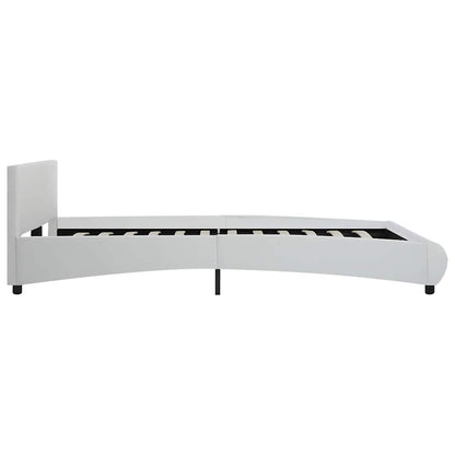 Bettgestell mit LED Weiß Kunstleder 180×200 cm