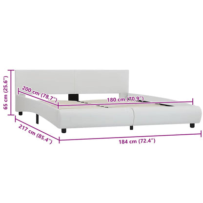 Bettgestell mit LED Weiß Kunstleder 180×200 cm