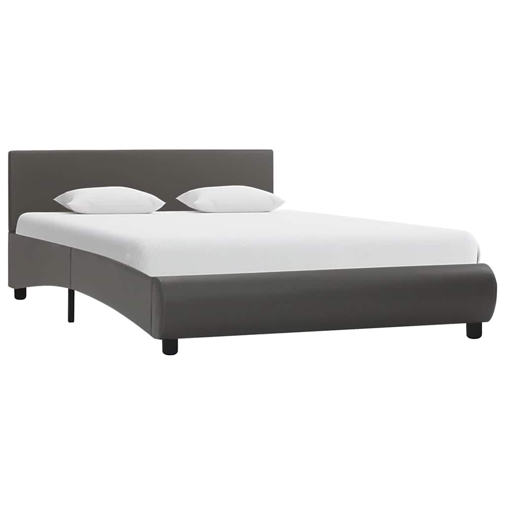 Bettgestell mit LED Grau Kunstleder 120×200 cm