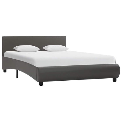 Bettgestell mit LED Grau Kunstleder 120×200 cm