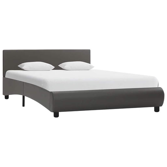 Bettgestell mit LED Grau Kunstleder 120×200 cm