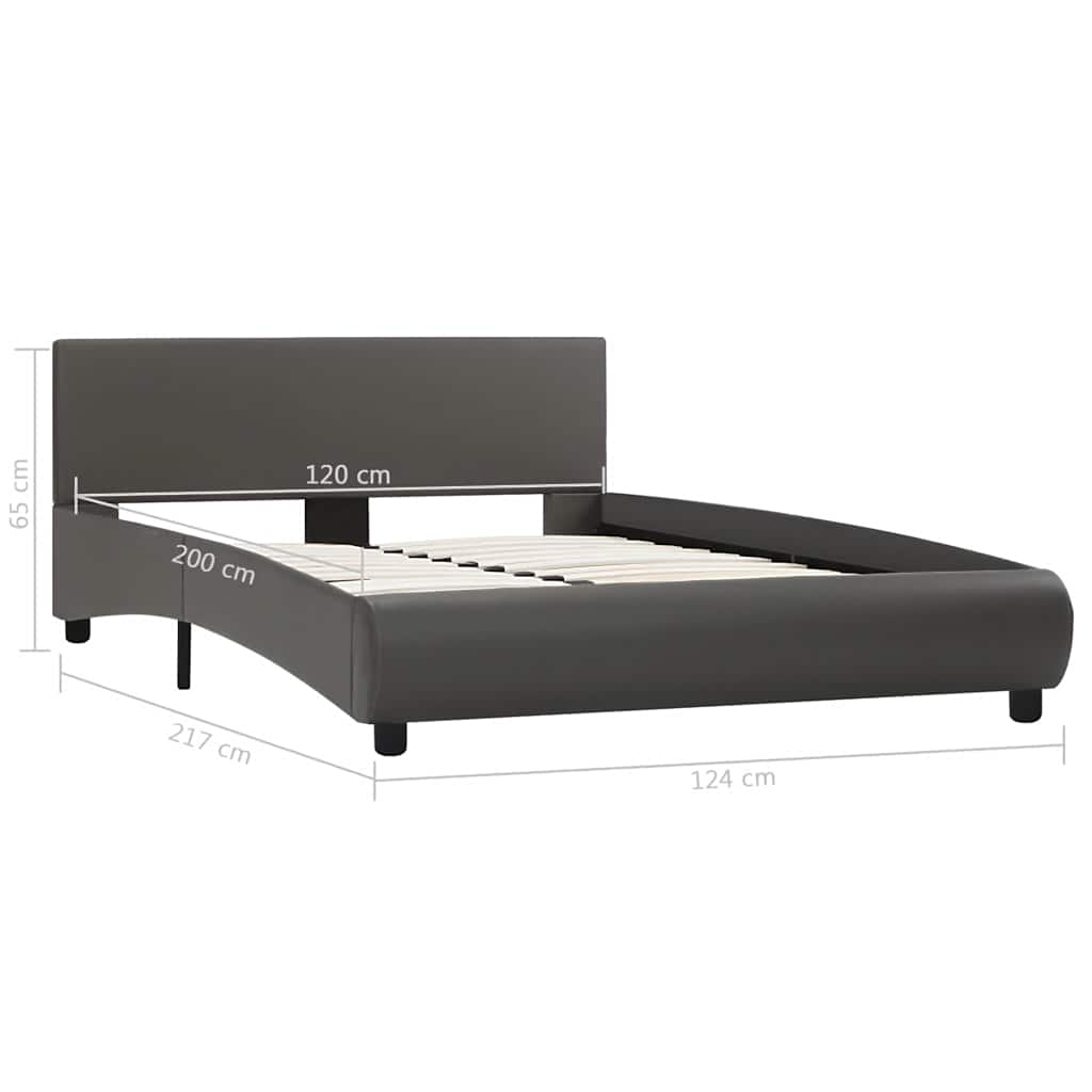 Bettgestell mit LED Grau Kunstleder 120×200 cm