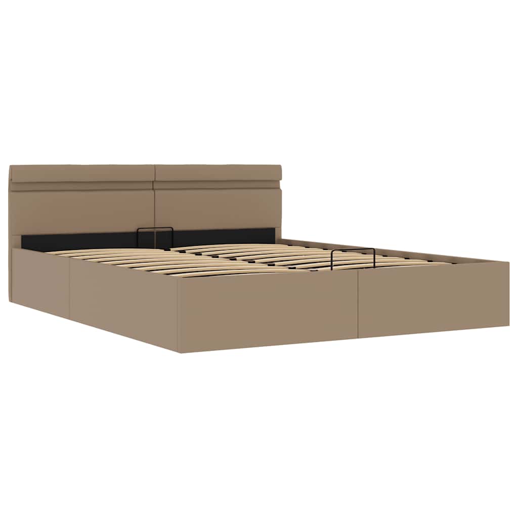 Stauraumbett mit LED Cappuccino-Braun Kunstleder 160×200cm