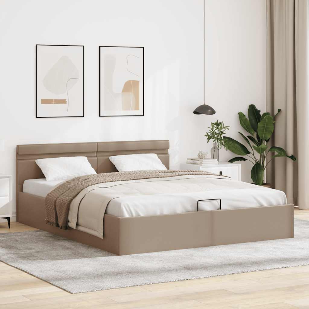 Stauraumbett mit LED Cappuccino-Braun Kunstleder 160×200cm