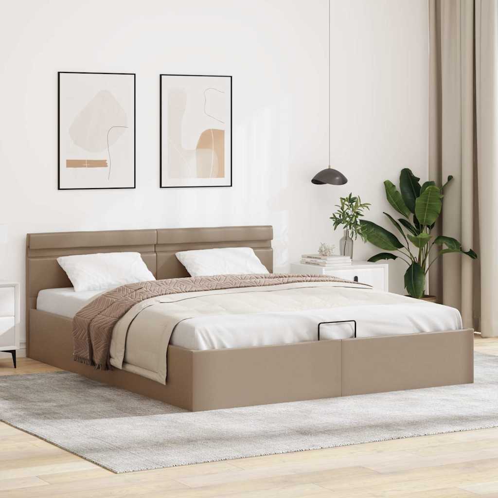 Stauraumbett mit LED Cappuccino-Braun Kunstleder 180×200cm