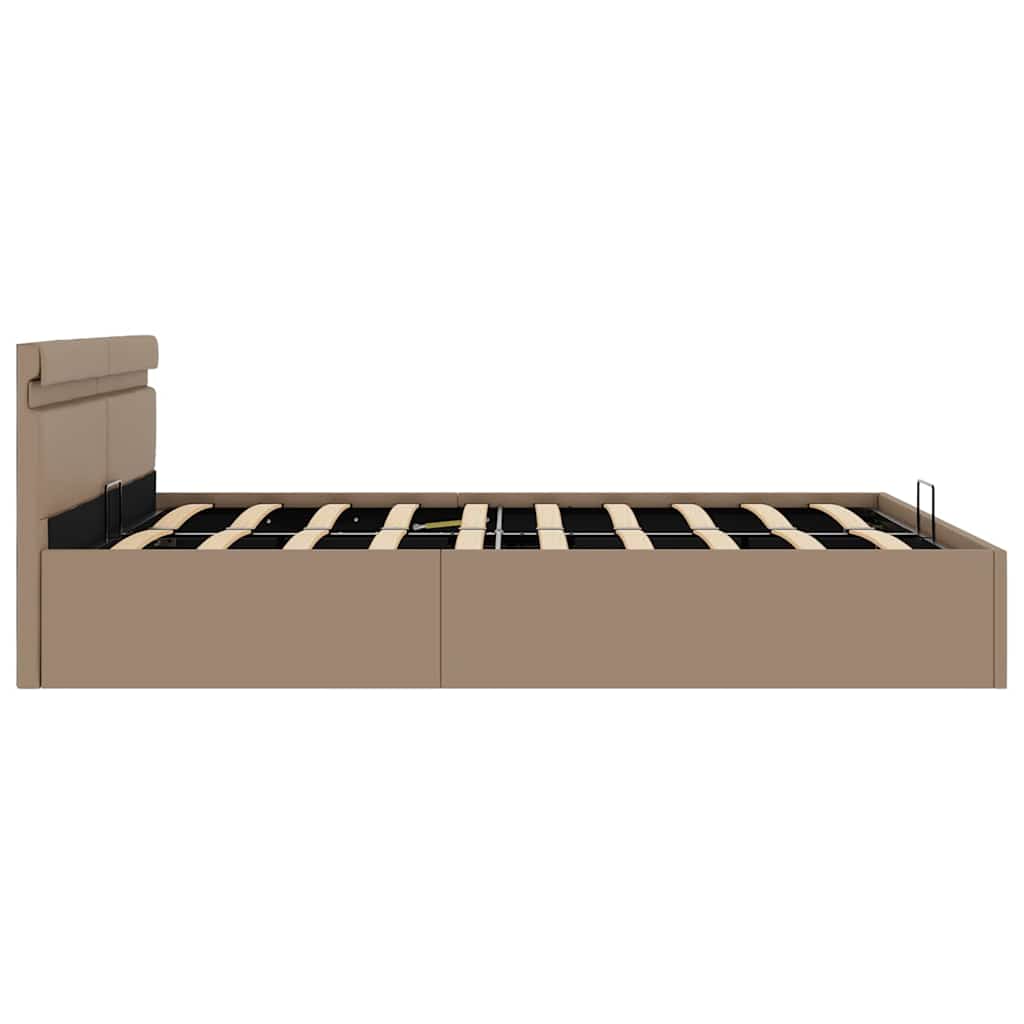 Stauraumbett mit LED Cappuccino-Braun Kunstleder 180×200cm