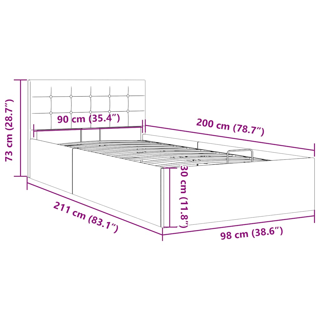 Stauraumbett Hydraulisch Hellgrau Stoff 90×200 cm