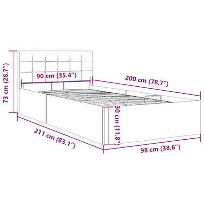 Stauraumbett Hydraulisch Hellgrau Stoff 90×200 cm
