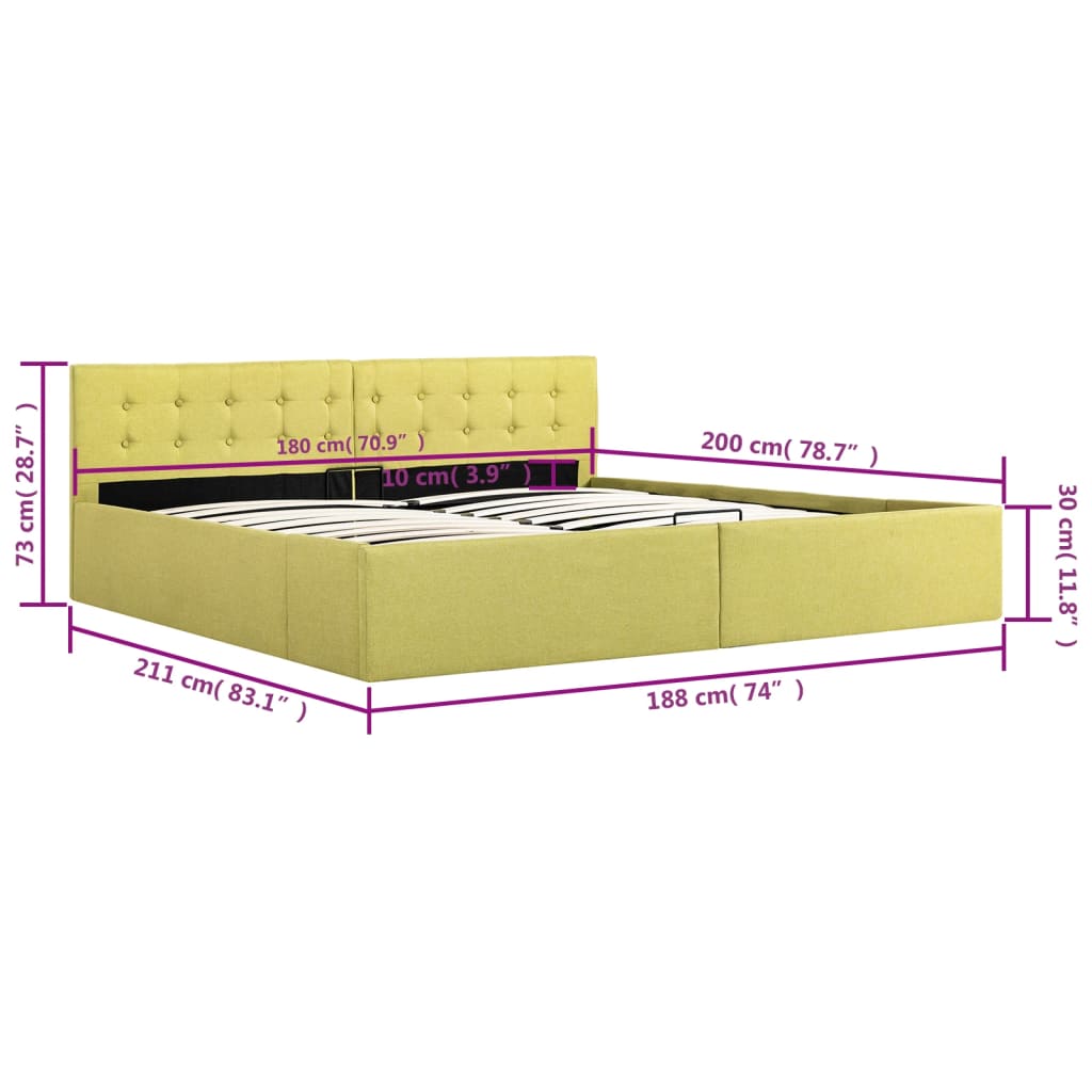 Stauraumbett Hydraulisch Limonengelb Stoff 180 x 200 cm