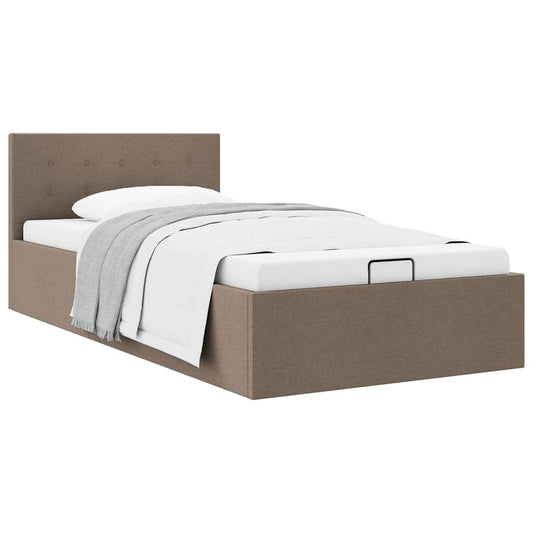 Stauraumbett Hydraulisch Taupe Stoff 90×200 cm