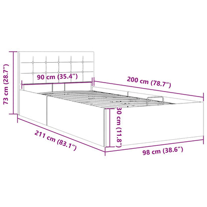 Stauraumbett Hydraulisch Taupe Stoff 90×200 cm