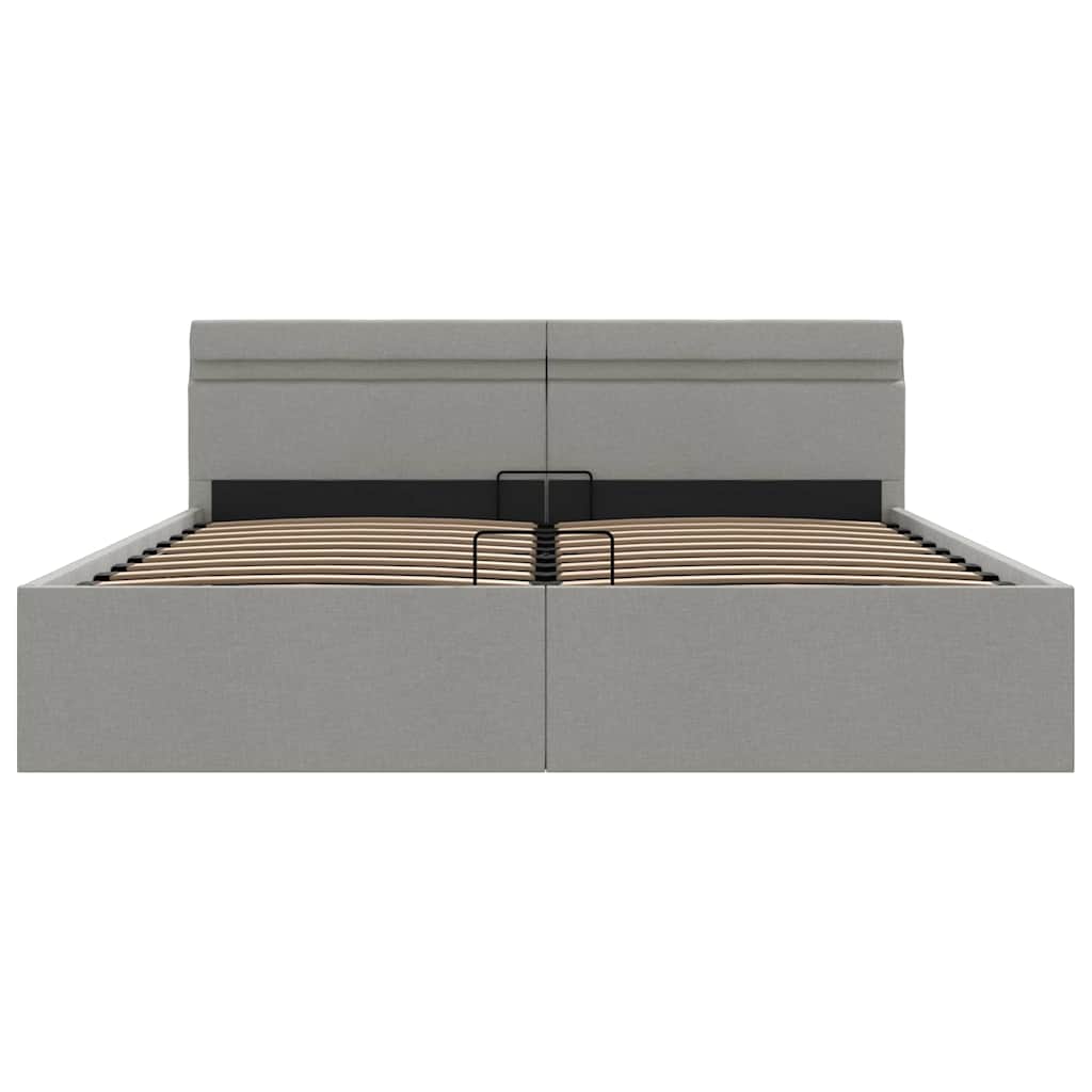 Bett mit Bettkasten Hydraulisch LED Hellgrau Stoff 160x200 cm