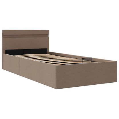 Bett mit Bettkasten Hydraulisch mit LED Taupe Stoff 90x200 cm