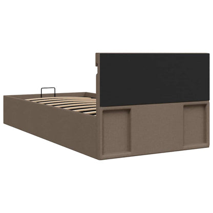 Bett mit Bettkasten Hydraulisch mit LED Taupe Stoff 90x200 cm
