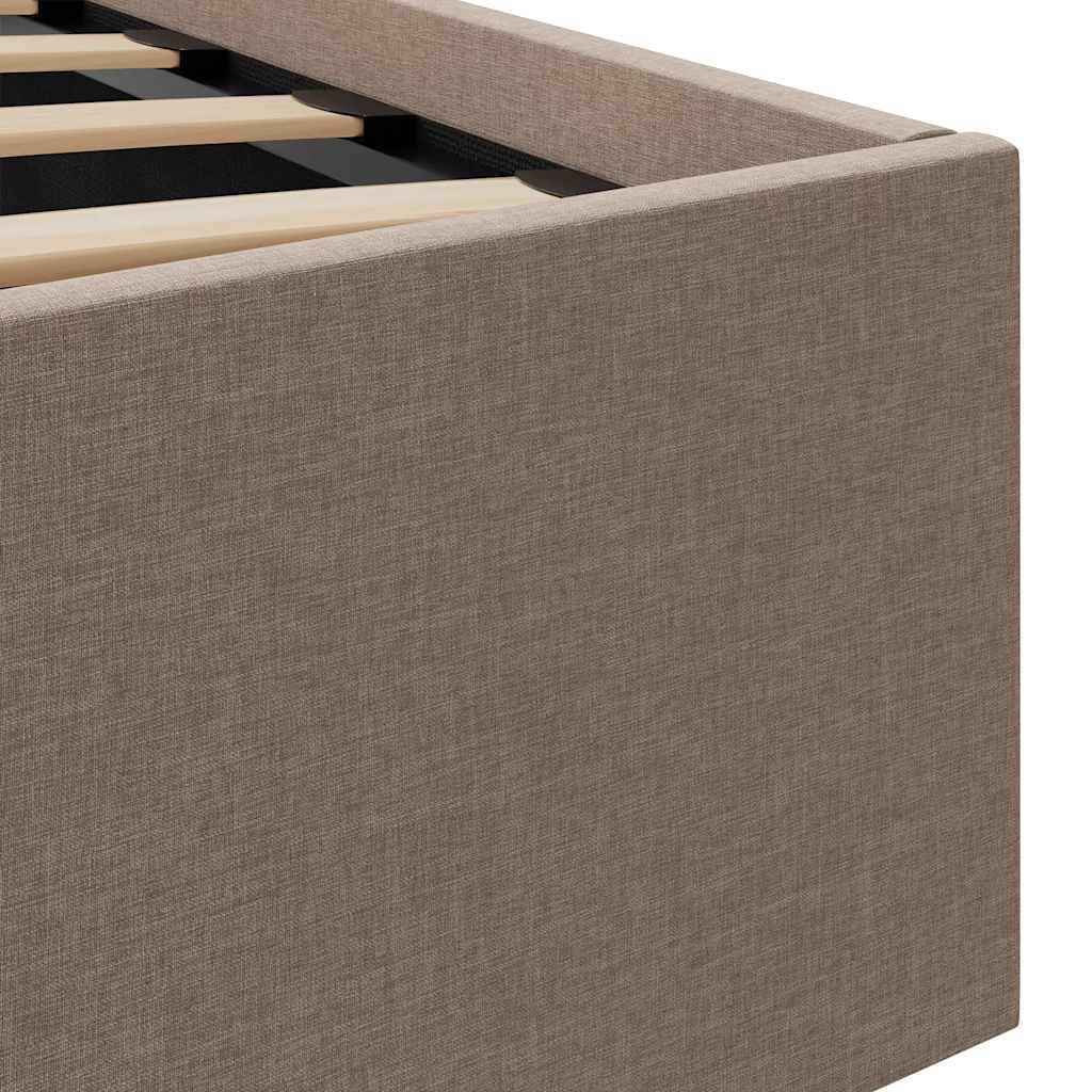 Bett mit Bettkasten Hydraulisch mit LED Taupe Stoff 90x200 cm