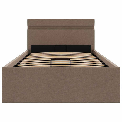 Bett mit Bettkasten Hydraulisch mit LED Taupe Stoff 100x200 cm
