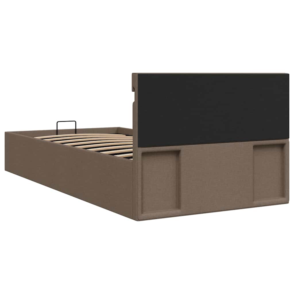 Bett mit Bettkasten Hydraulisch mit LED Taupe Stoff 100x200 cm