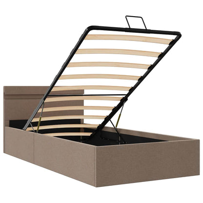 Bett mit Bettkasten Hydraulisch mit LED Taupe Stoff 100x200 cm