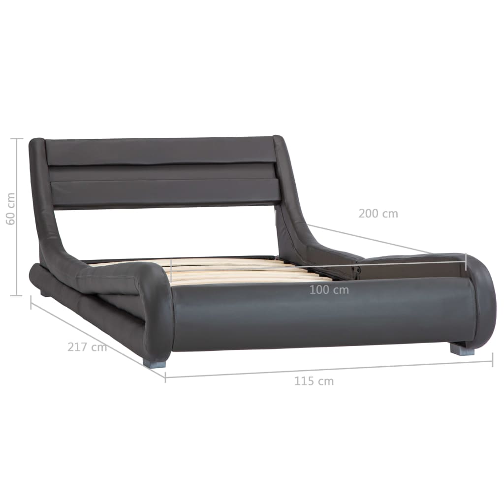 Bettgestell mit LED Grau Kunstleder 100 x 200 cm