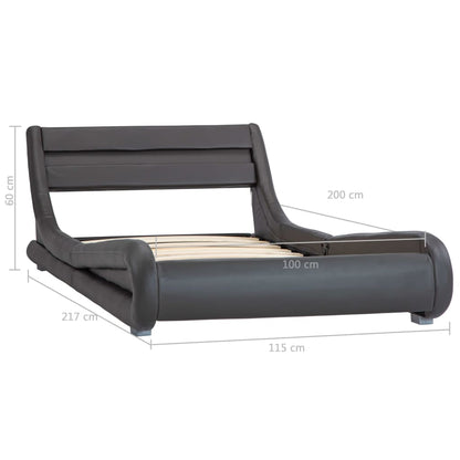 Bettgestell mit LED Grau Kunstleder 100 x 200 cm