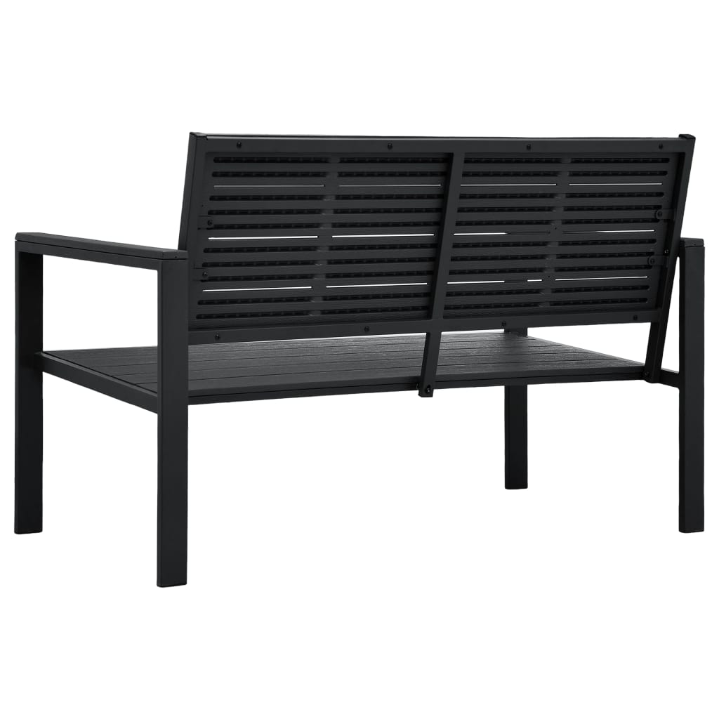 Gartenbank 120 cm HDPE Schwarz Holzoptik