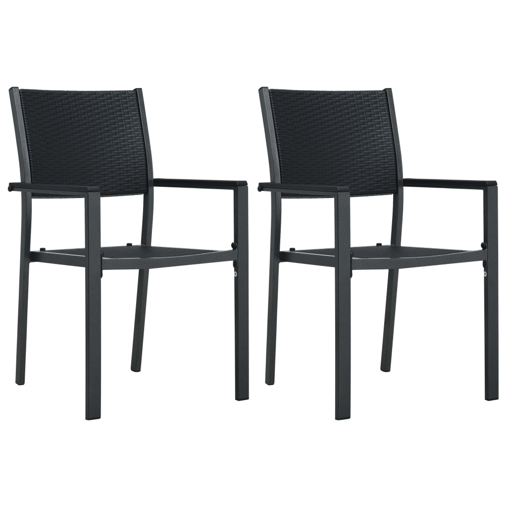 Havestole 2 stk Sort Plastic Rattan Look