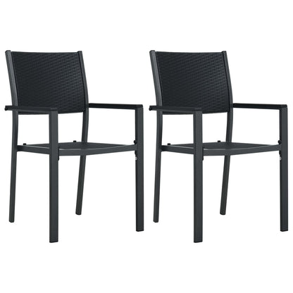 Havestole 2 stk Sort Plastic Rattan Look