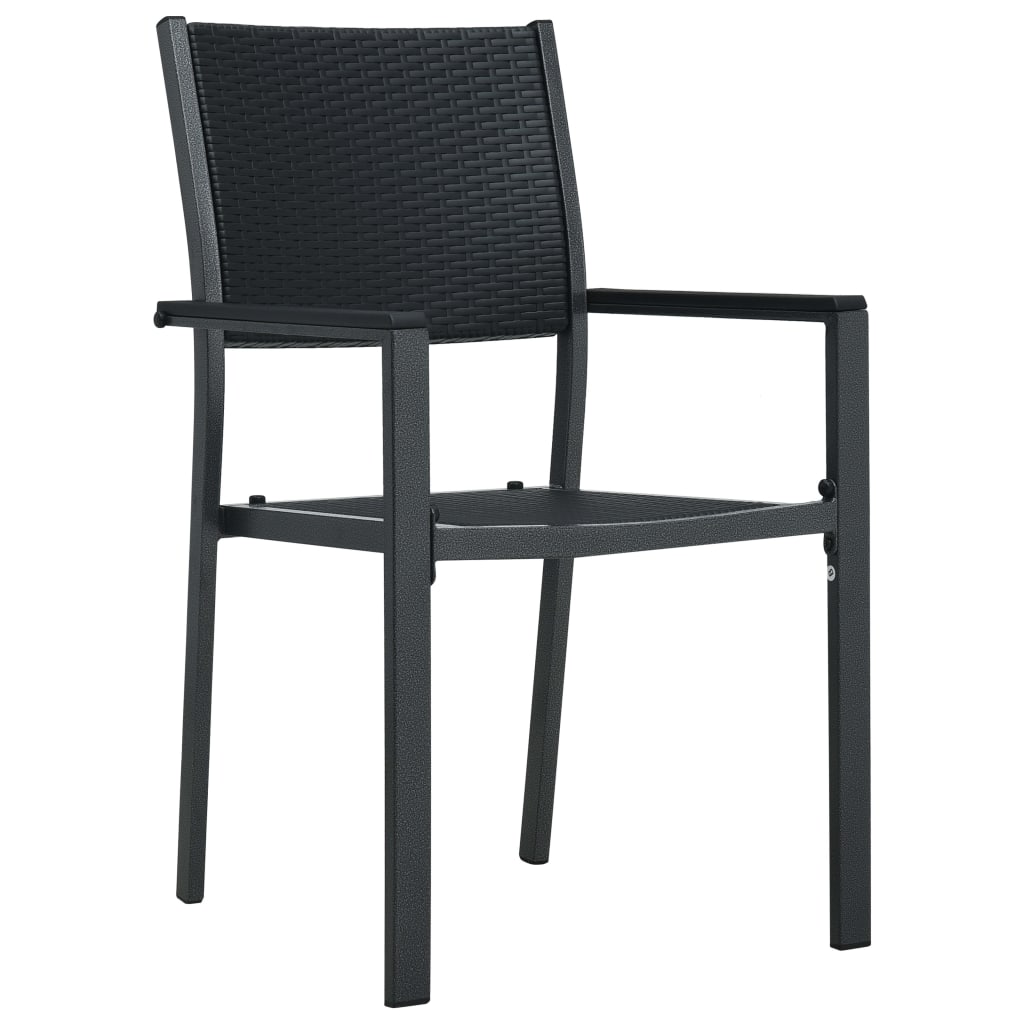 Havestole 2 stk Sort Plastic Rattan Look