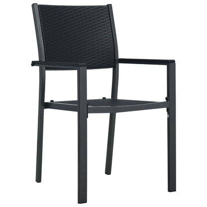 Havestole 2 stk Sort Plastic Rattan Look