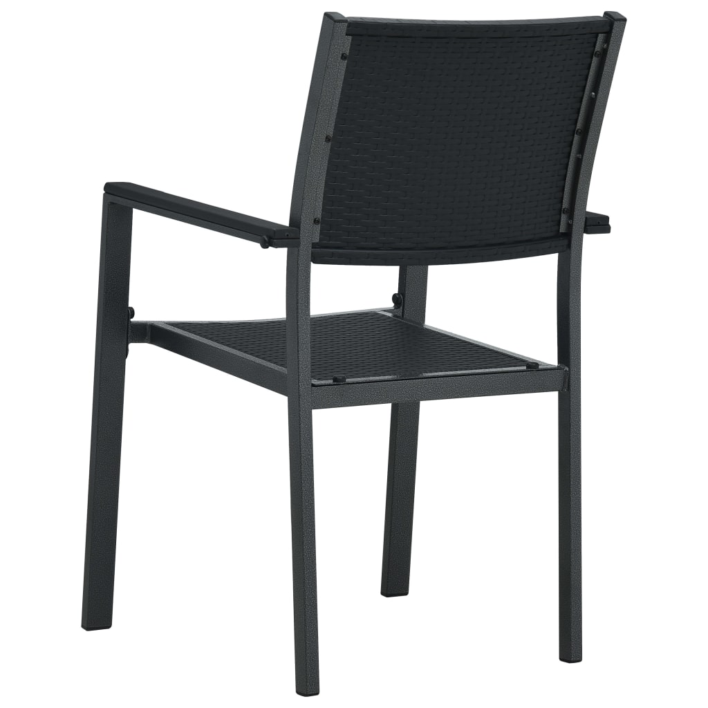 Havestole 2 stk Sort Plastic Rattan Look