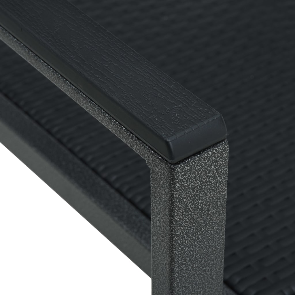 Havestole 2 stk Sort Plastic Rattan Look